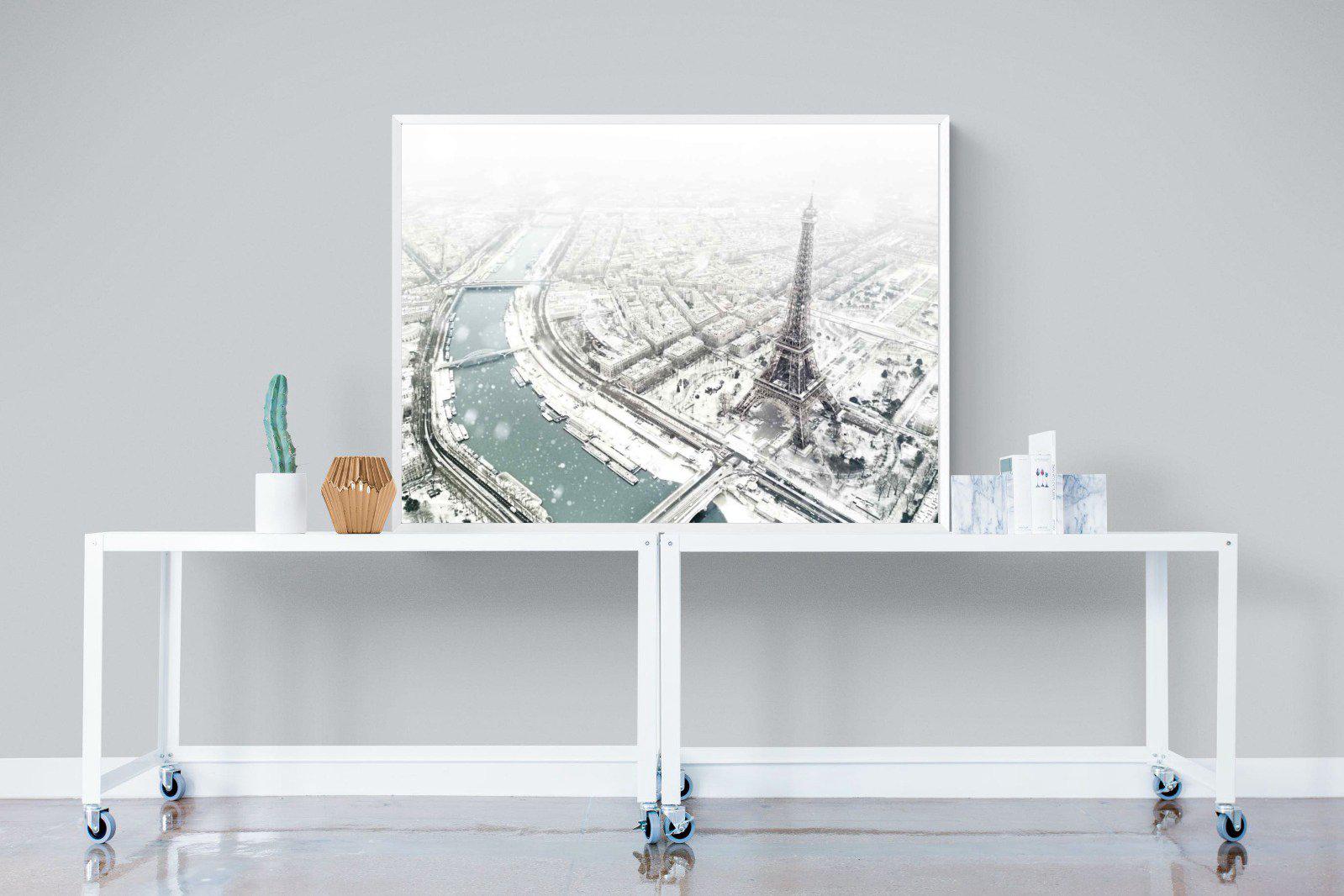 Paris Under Snow-Wall_Art-120 x 90cm-Mounted Canvas-White-Pixalot