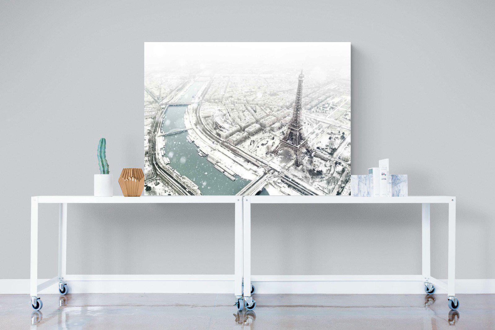 Paris Under Snow-Wall_Art-120 x 90cm-Mounted Canvas-No Frame-Pixalot