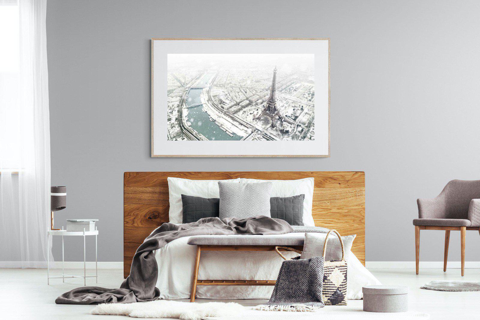 Paris Under Snow-Wall_Art-150 x 100cm-Framed Print-Wood-Pixalot