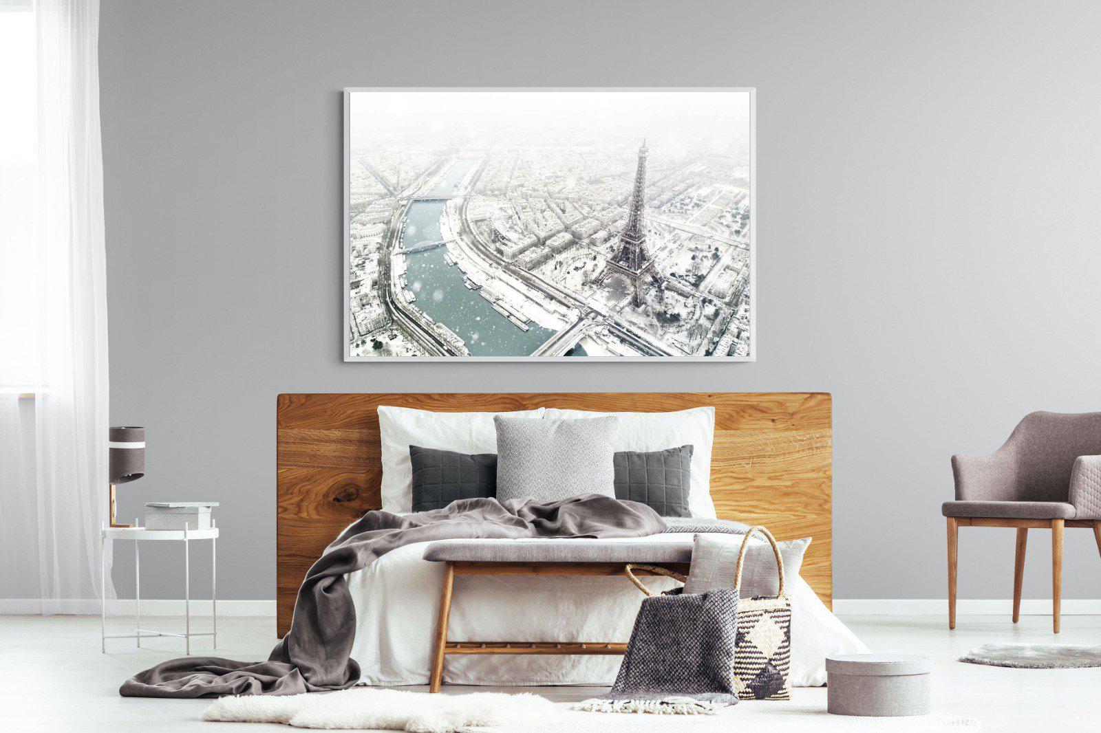 Paris Under Snow-Wall_Art-150 x 100cm-Mounted Canvas-White-Pixalot