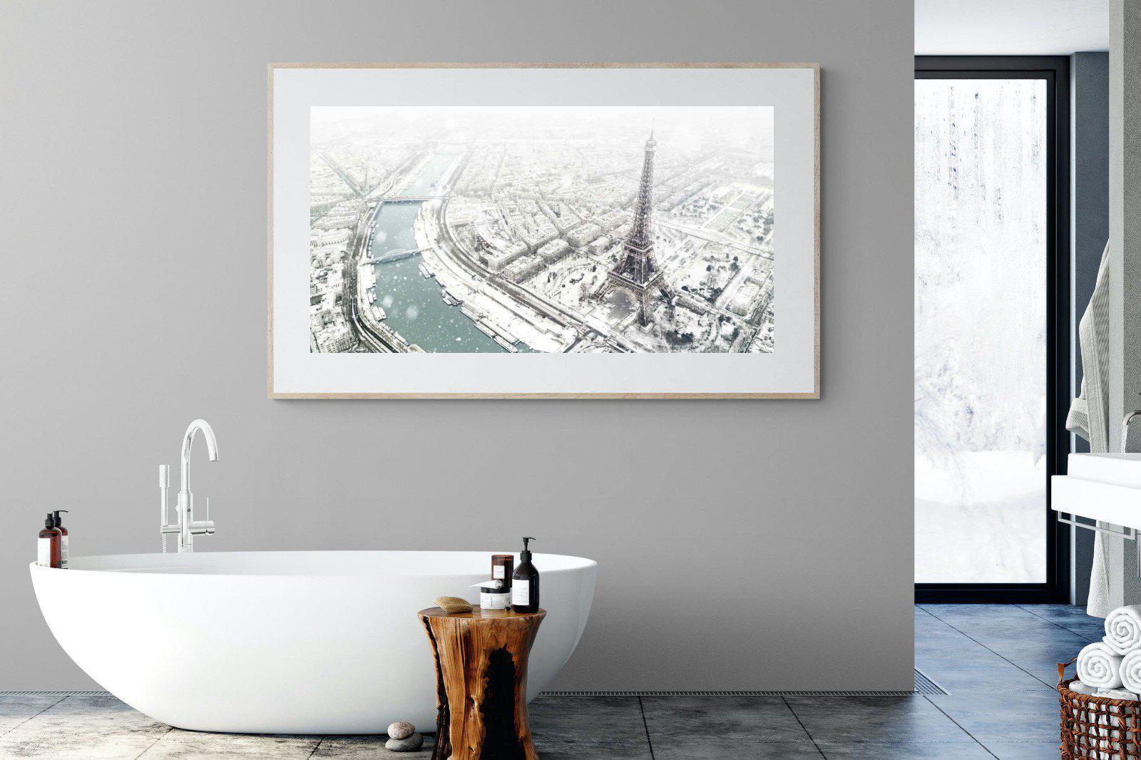 Paris Under Snow-Wall_Art-180 x 110cm-Framed Print-Wood-Pixalot