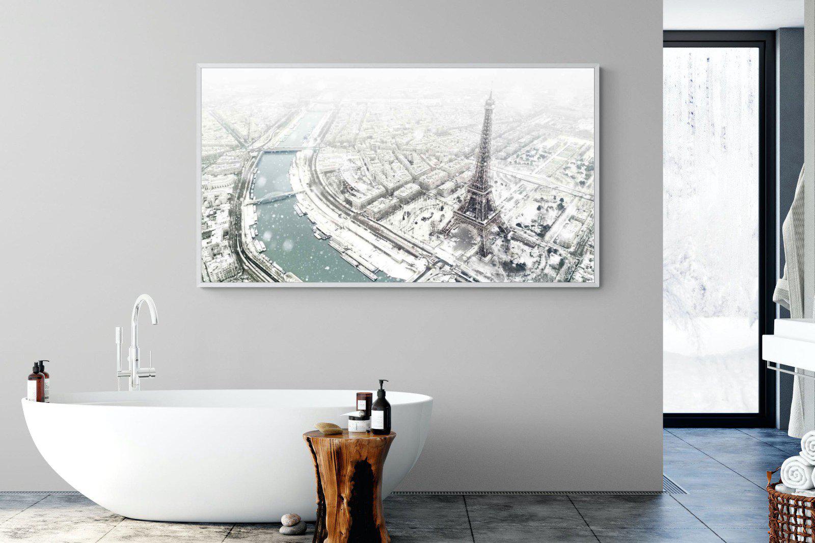 Paris Under Snow-Wall_Art-180 x 110cm-Mounted Canvas-White-Pixalot