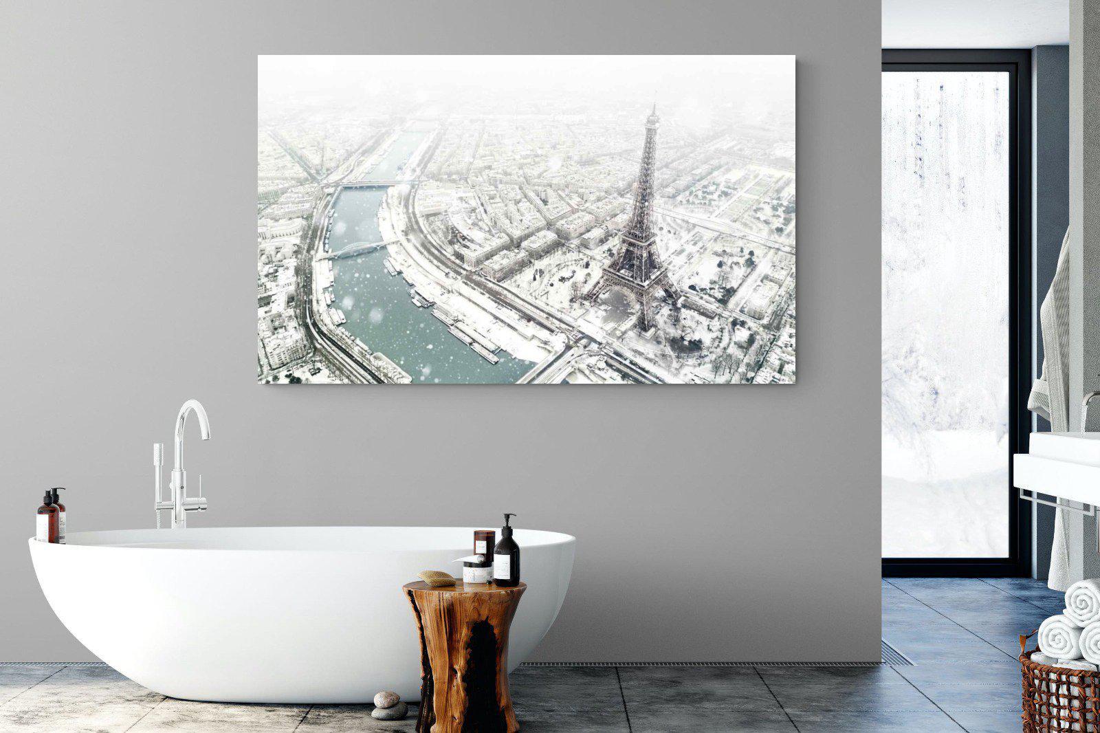 Paris Under Snow-Wall_Art-180 x 110cm-Mounted Canvas-No Frame-Pixalot