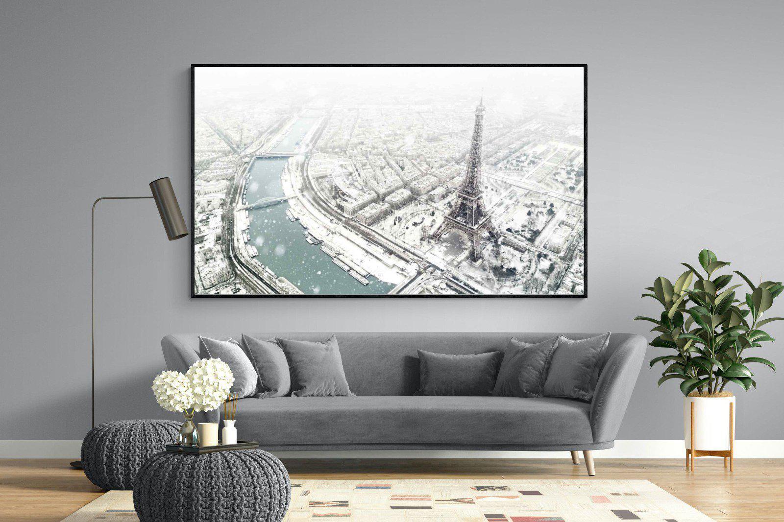 Paris Under Snow-Wall_Art-220 x 130cm-Mounted Canvas-Black-Pixalot