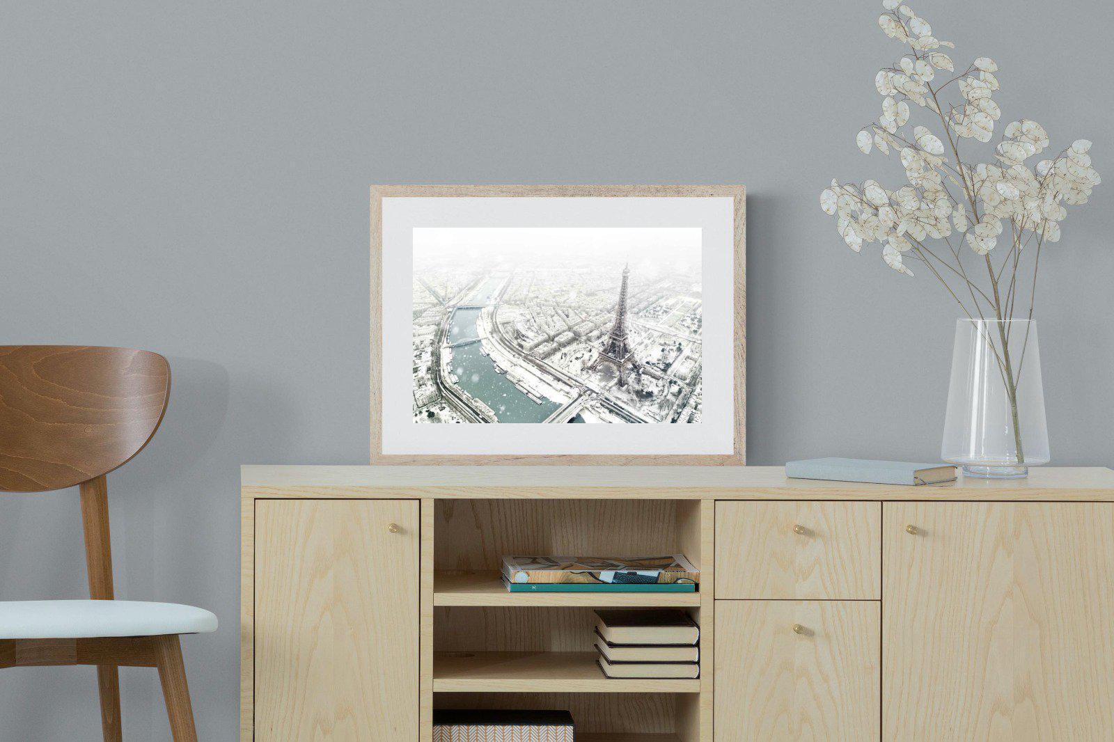 Paris Under Snow-Wall_Art-60 x 45cm-Framed Print-Wood-Pixalot