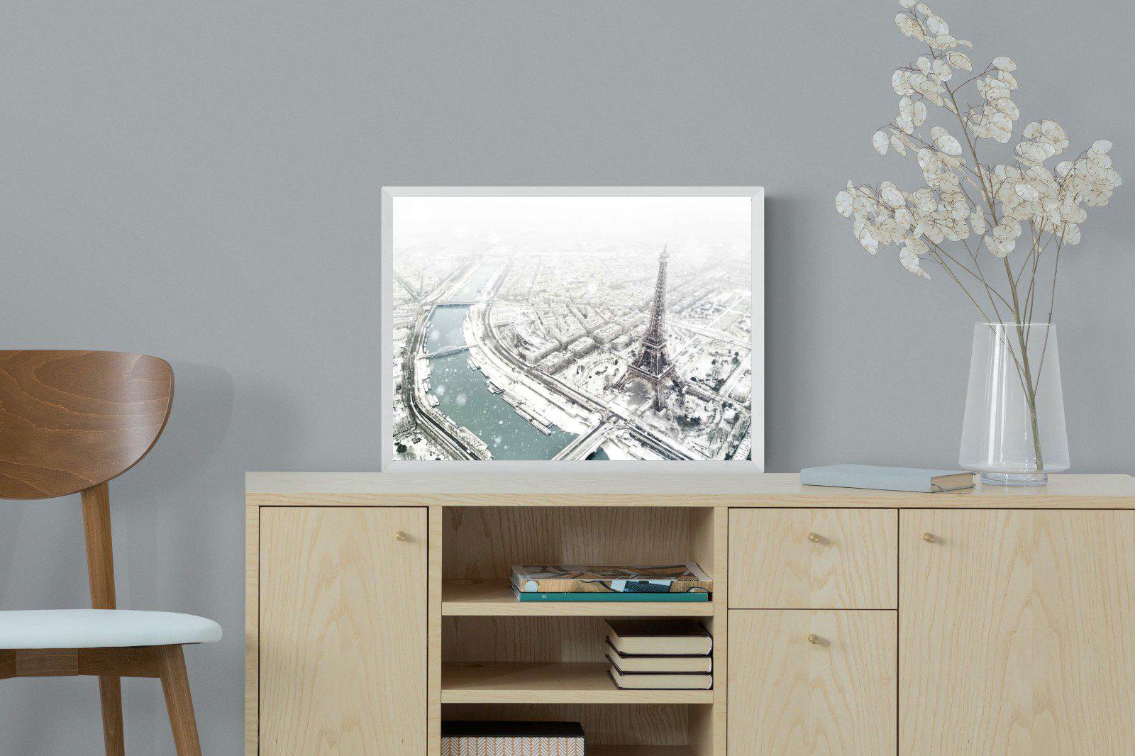 Paris Under Snow-Wall_Art-60 x 45cm-Mounted Canvas-White-Pixalot