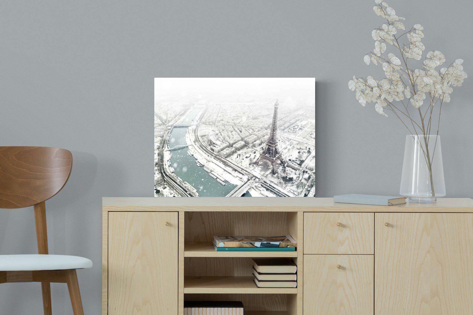 Paris Under Snow-Wall_Art-60 x 45cm-Mounted Canvas-No Frame-Pixalot