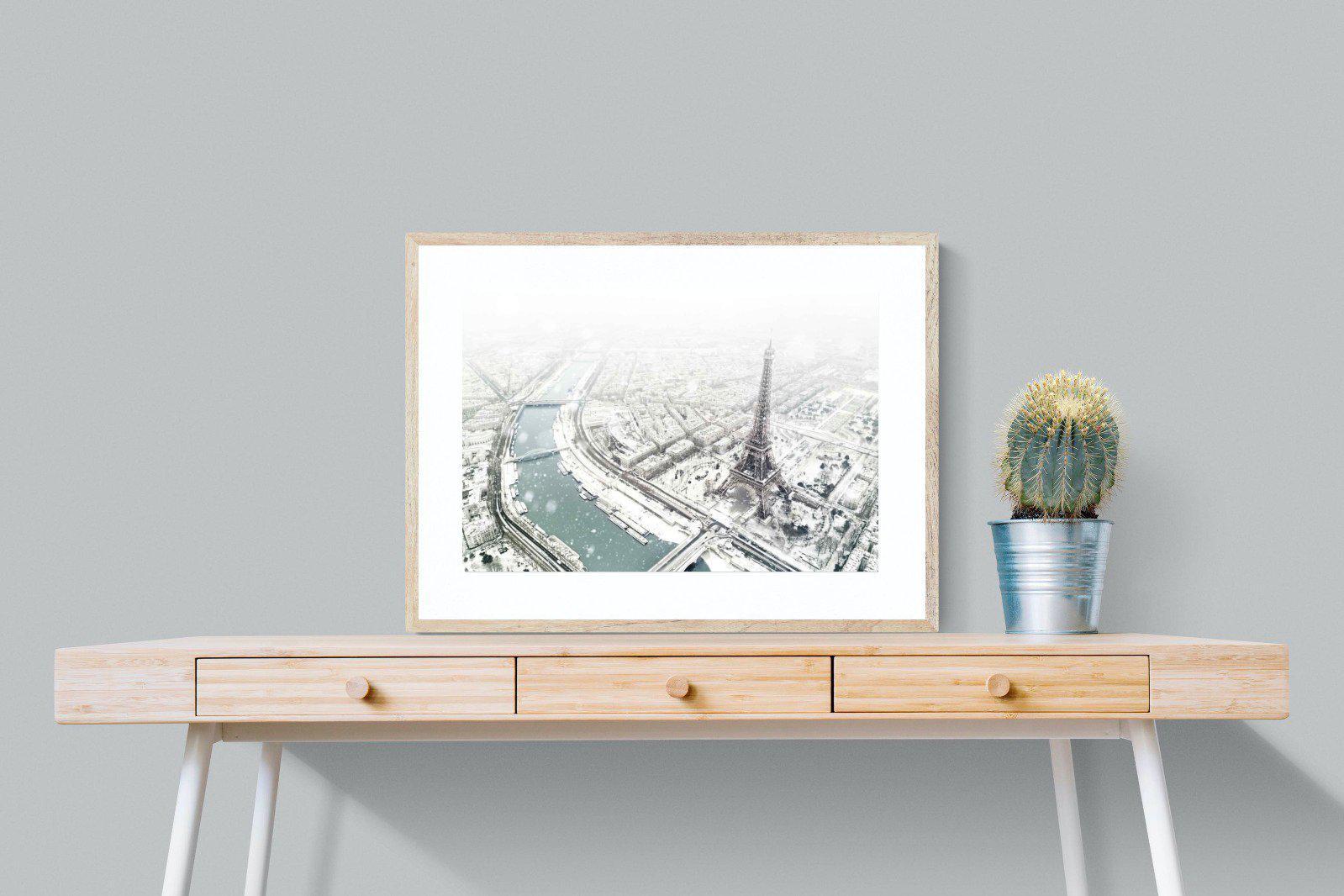Paris Under Snow-Wall_Art-80 x 60cm-Framed Print-Wood-Pixalot