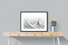 Paris Under Snow-Wall_Art-80 x 60cm-Framed Print-Black-Pixalot