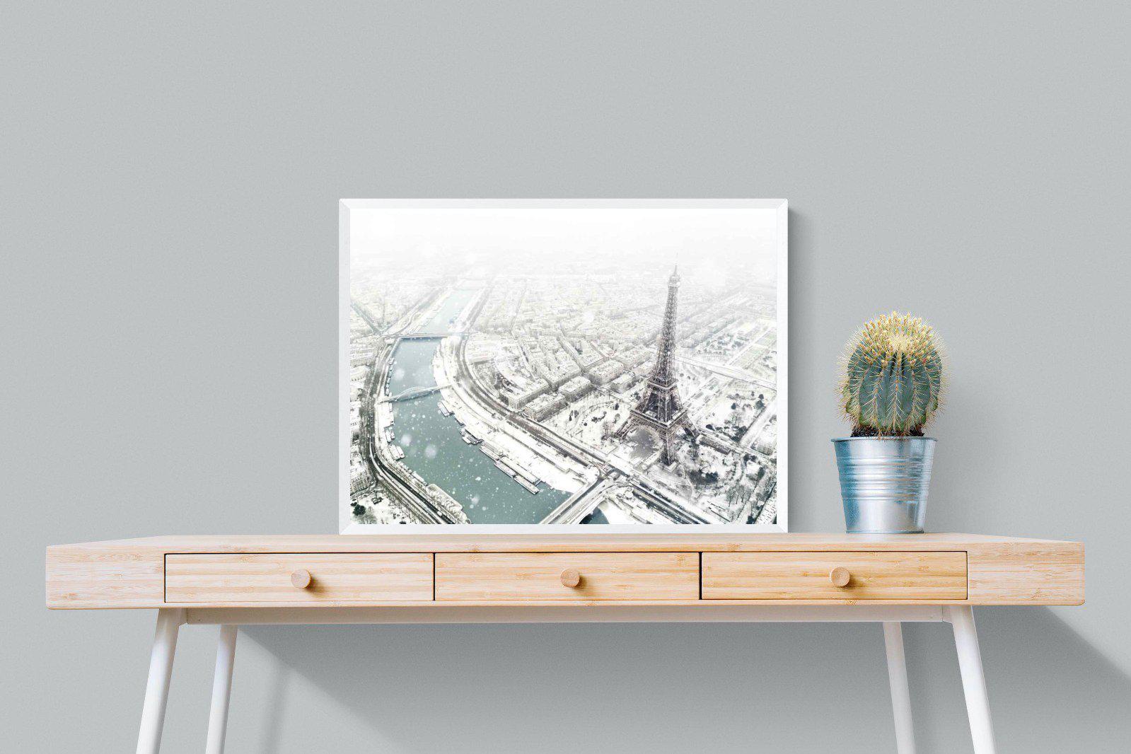 Paris Under Snow-Wall_Art-80 x 60cm-Mounted Canvas-White-Pixalot
