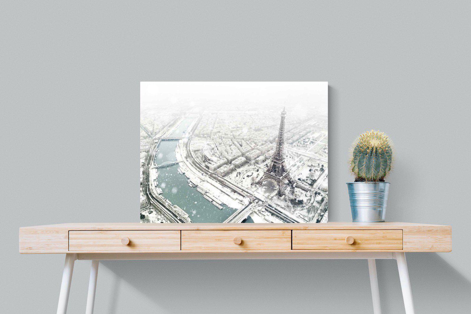 Paris Under Snow-Wall_Art-80 x 60cm-Mounted Canvas-No Frame-Pixalot