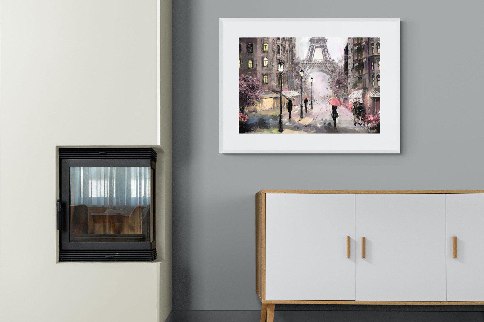 Paris by Oil-Wall_Art-100 x 75cm-Framed Print-White-Pixalot