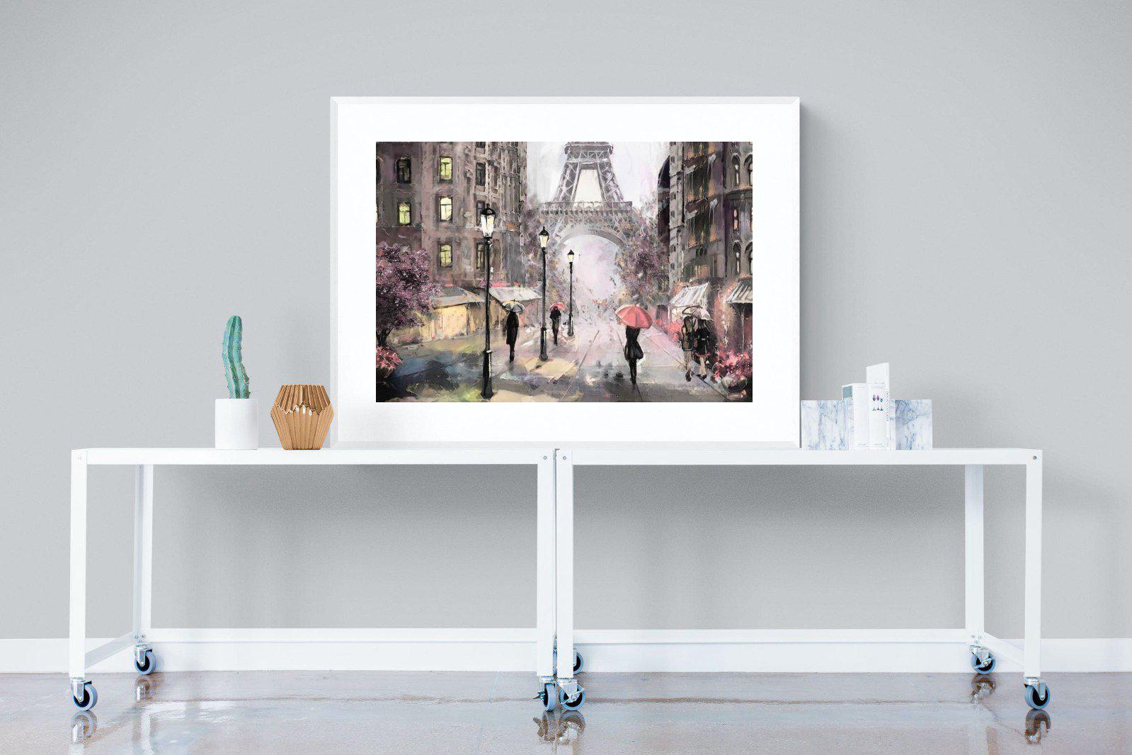 Paris by Oil-Wall_Art-120 x 90cm-Framed Print-White-Pixalot