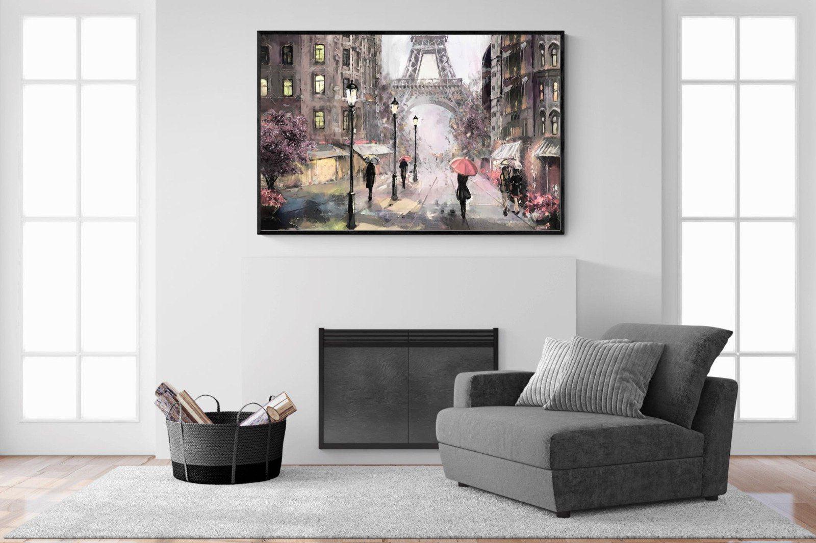 Paris by Oil-Wall_Art-150 x 100cm-Mounted Canvas-Black-Pixalot