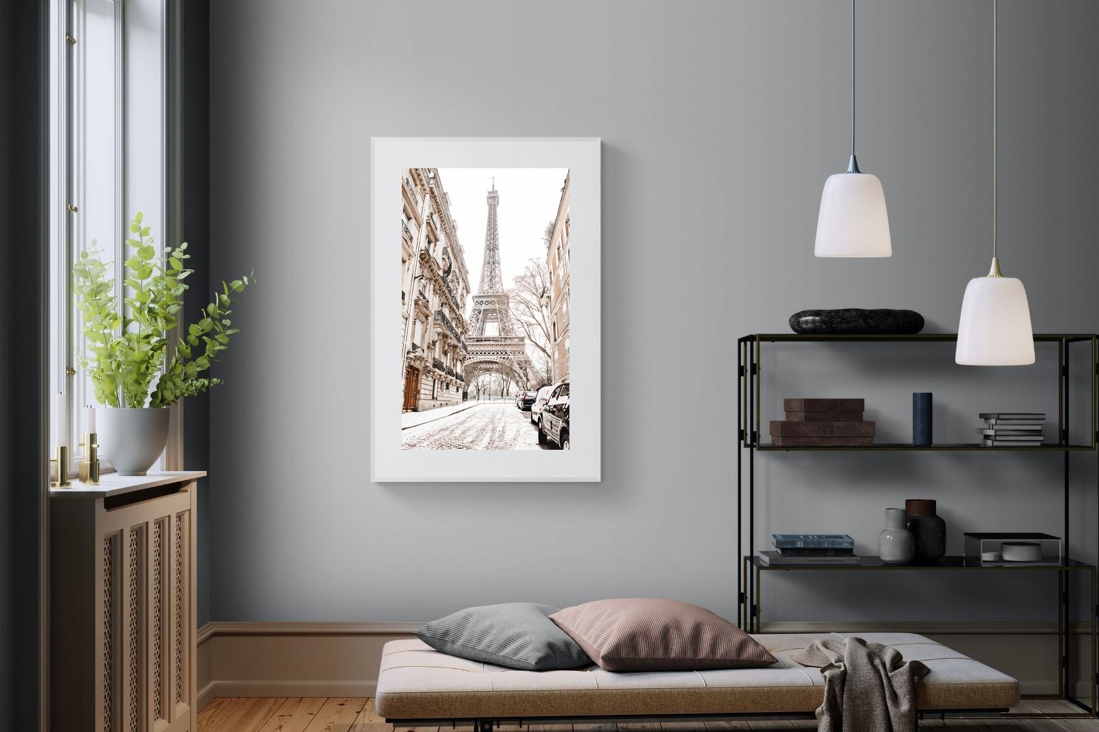 Paris en Hiver-Wall_Art-100 x 150cm-Framed Print-White-Pixalot