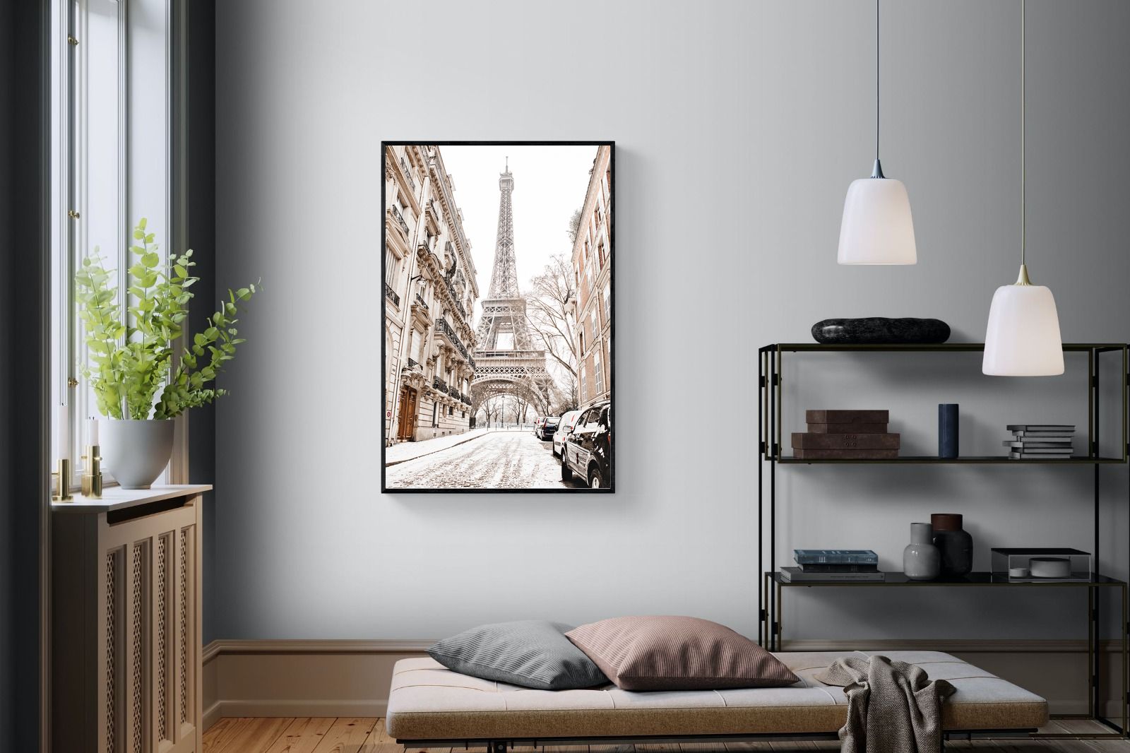 Paris en Hiver-Wall_Art-100 x 150cm-Mounted Canvas-Black-Pixalot