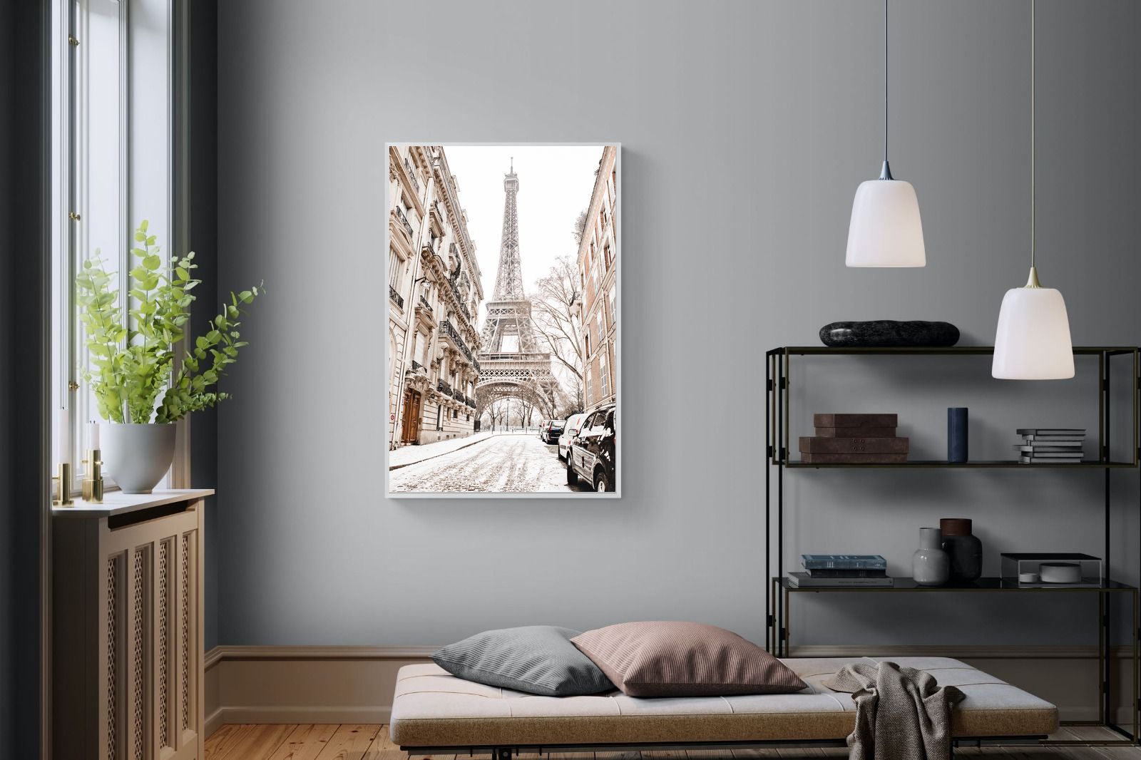 Paris en Hiver-Wall_Art-100 x 150cm-Mounted Canvas-White-Pixalot