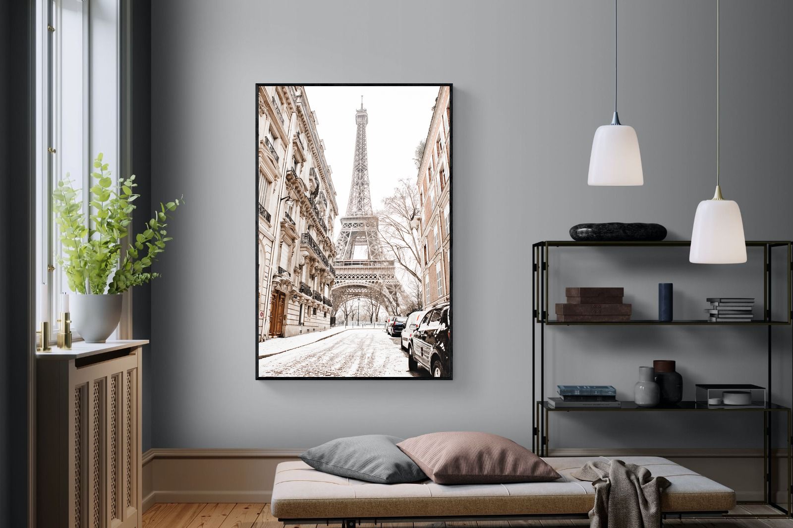 Paris en Hiver-Wall_Art-120 x 180cm-Mounted Canvas-Black-Pixalot