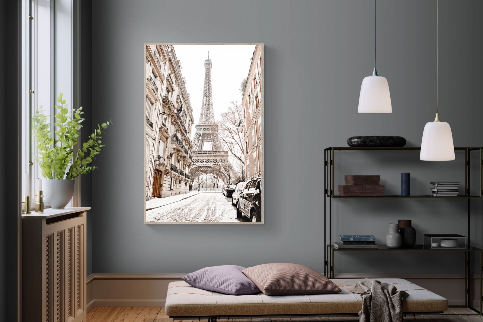 Paris en Hiver-Wall_Art-120 x 180cm-Mounted Canvas-Wood-Pixalot