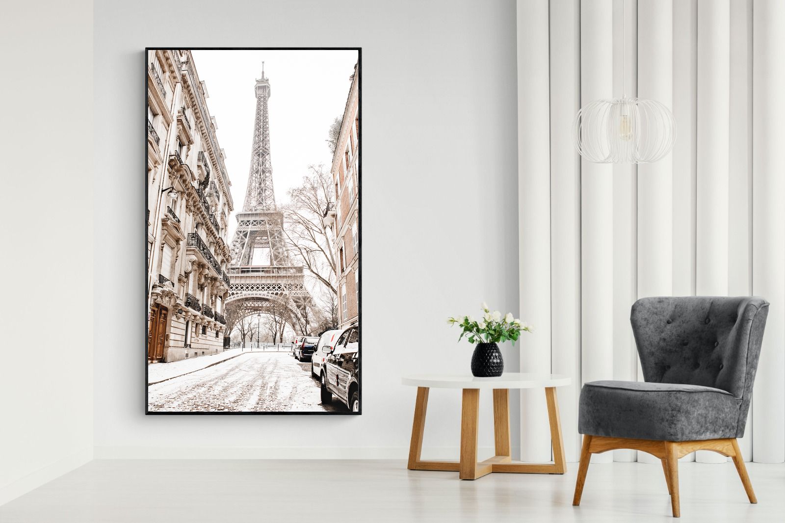 Paris en Hiver-Wall_Art-130 x 220cm-Mounted Canvas-Black-Pixalot