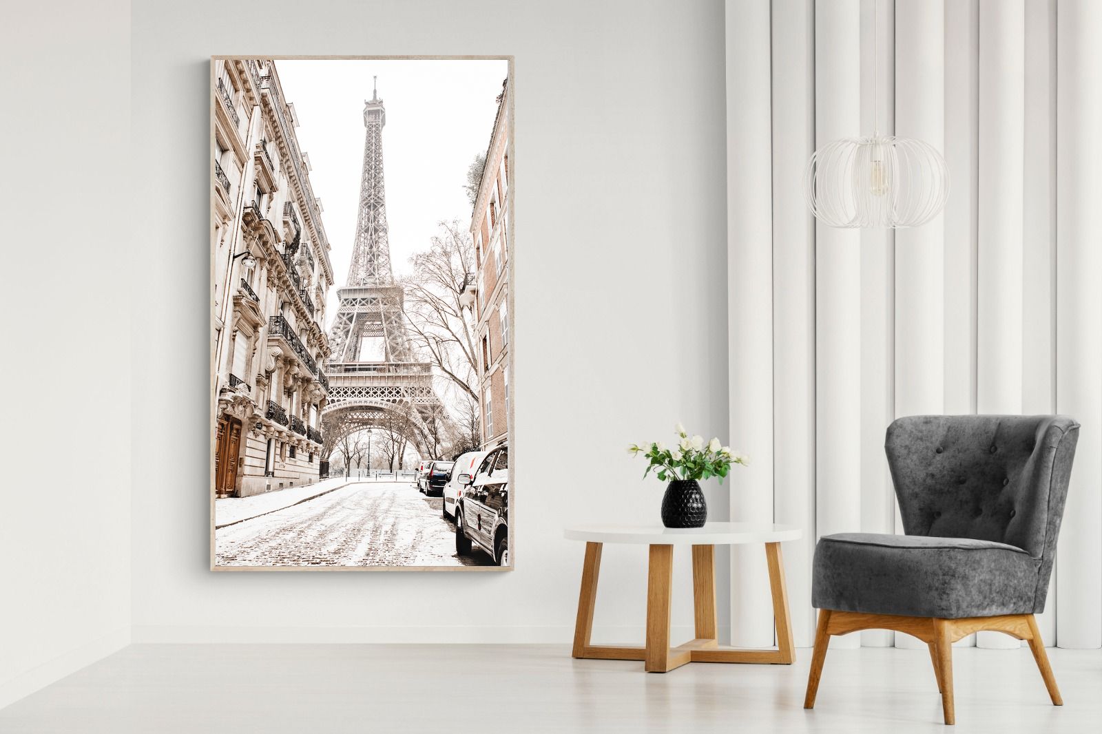 Paris en Hiver-Wall_Art-130 x 220cm-Mounted Canvas-Wood-Pixalot