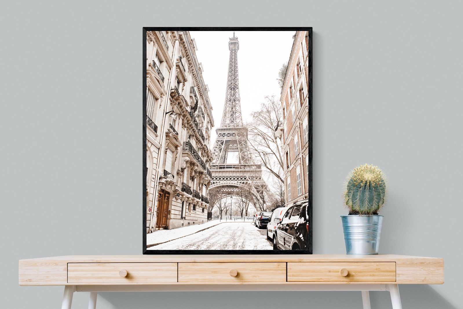 Paris en Hiver-Wall_Art-75 x 100cm-Mounted Canvas-Black-Pixalot