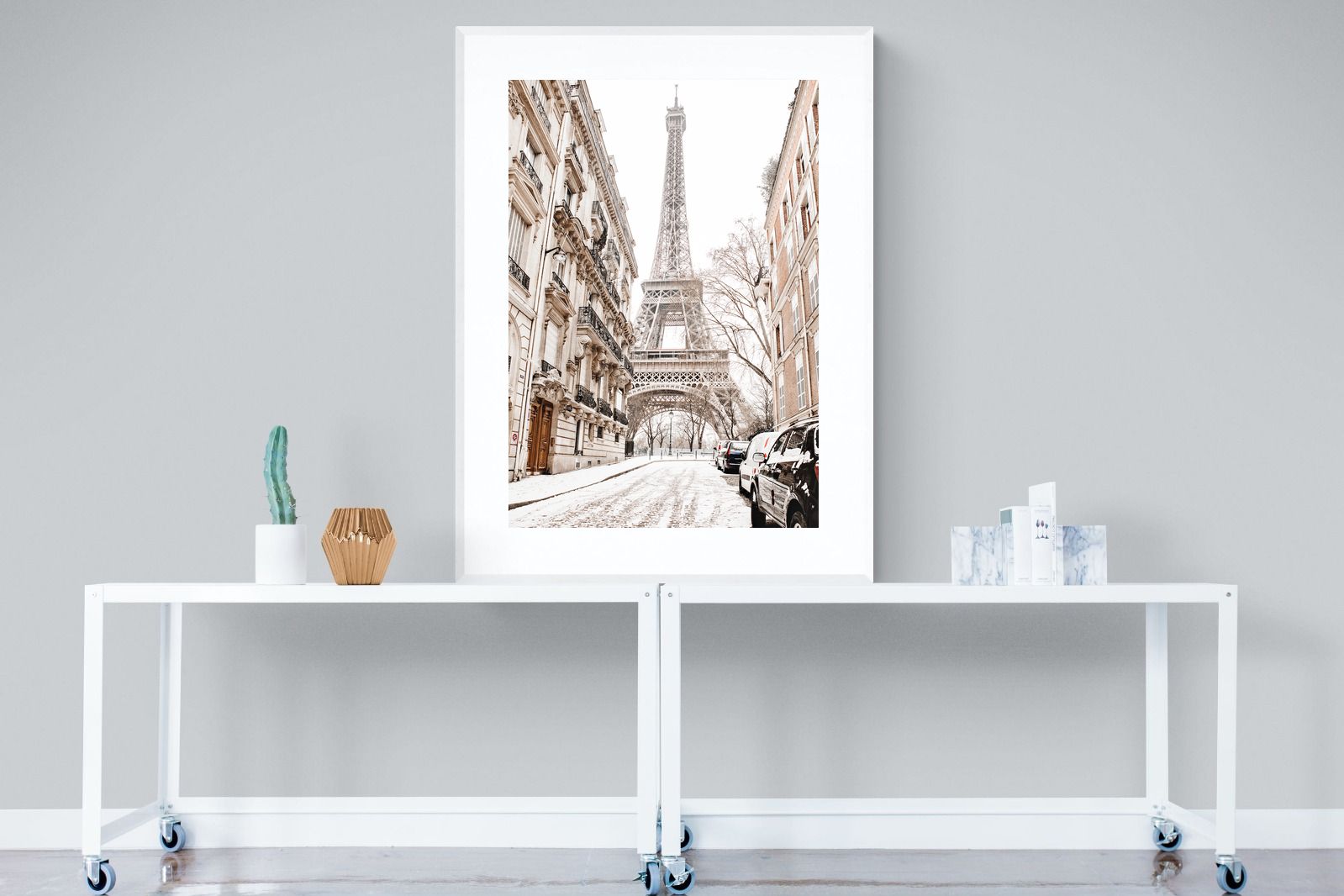 Paris en Hiver-Wall_Art-90 x 120cm-Framed Print-White-Pixalot