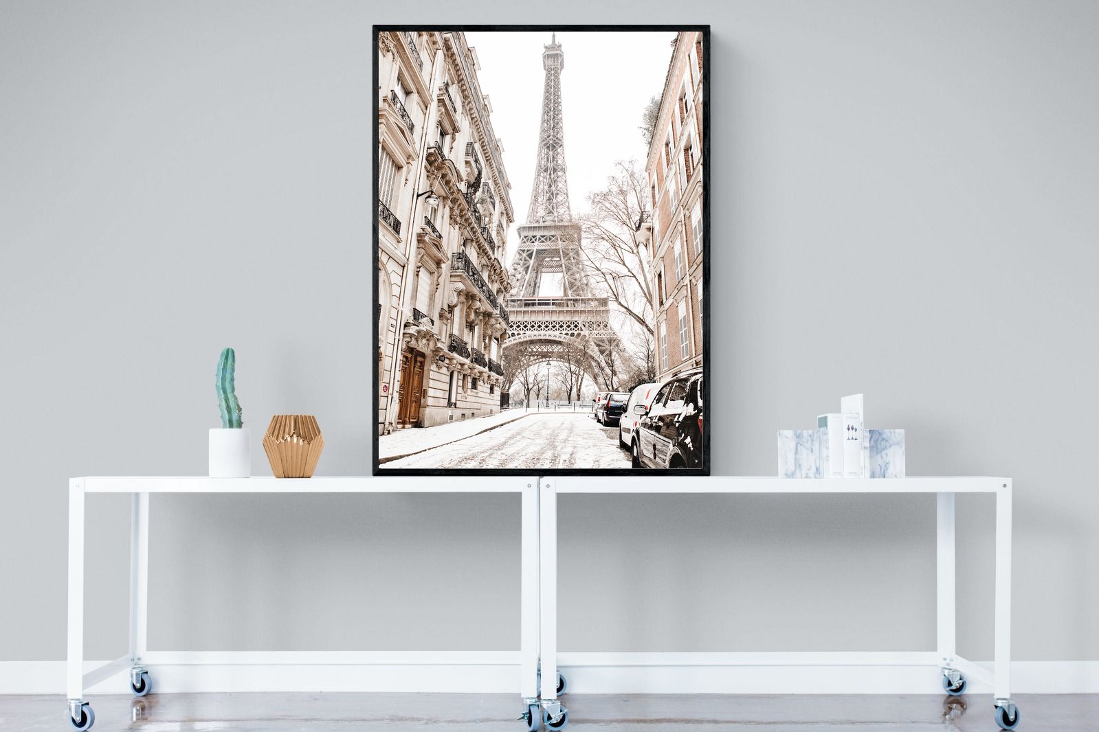 Paris en Hiver-Wall_Art-90 x 120cm-Mounted Canvas-Black-Pixalot