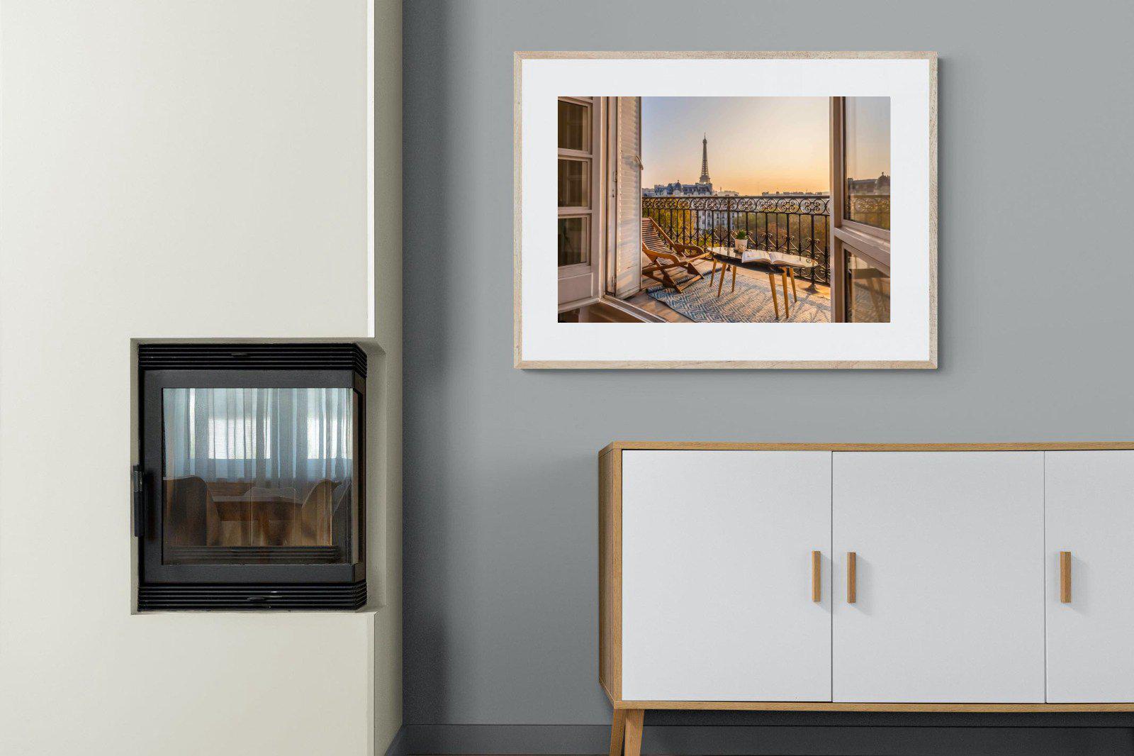 Parisian Balcony-Wall_Art-100 x 75cm-Framed Print-Wood-Pixalot