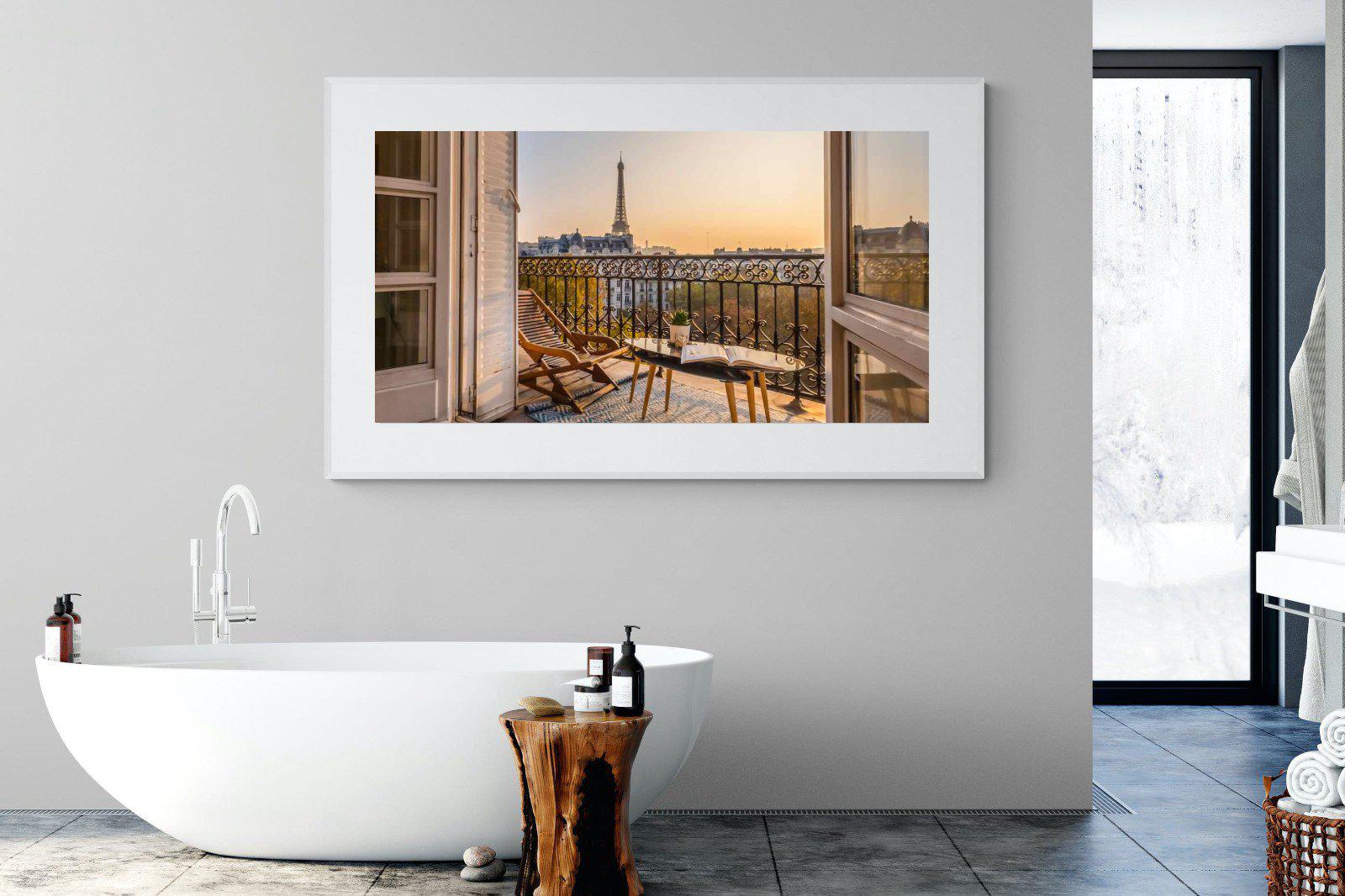 Parisian Balcony-Wall_Art-180 x 110cm-Framed Print-White-Pixalot