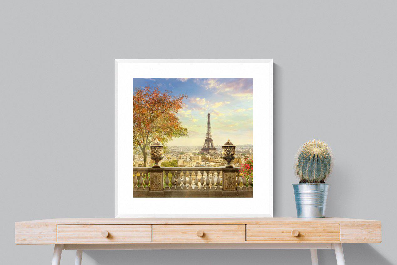 Parisian Perfection-Wall_Art-80 x 80cm-Framed Print-White-Pixalot
