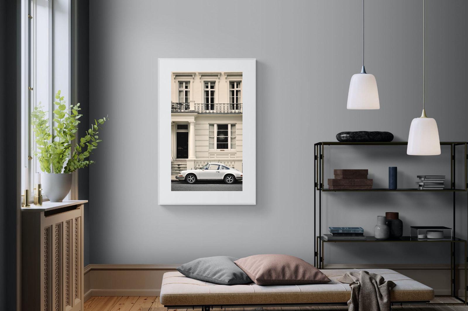 Parisian Porsche-Wall_Art-100 x 150cm-Framed Print-White-Pixalot