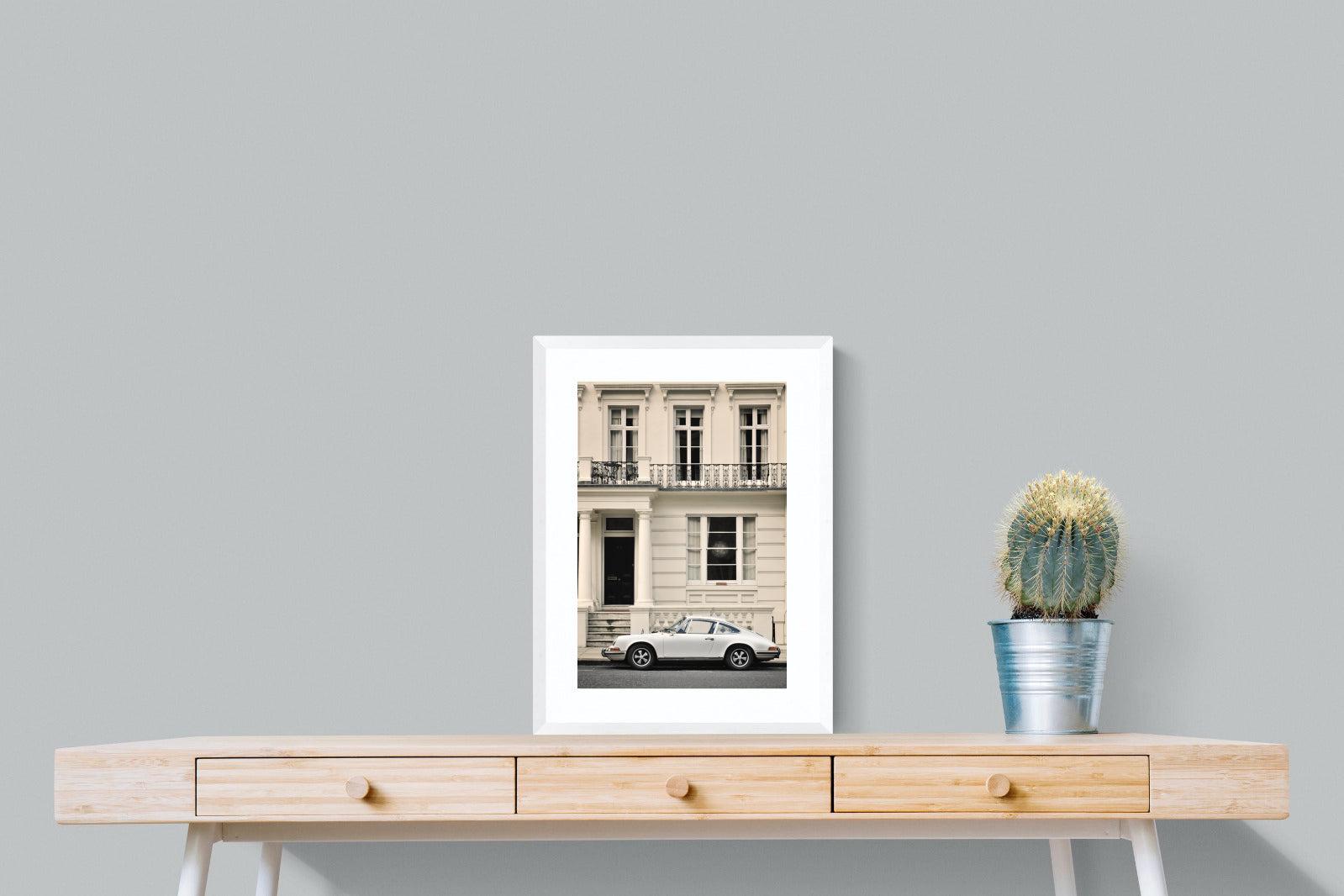 Parisian Porsche-Wall_Art-45 x 60cm-Framed Print-White-Pixalot