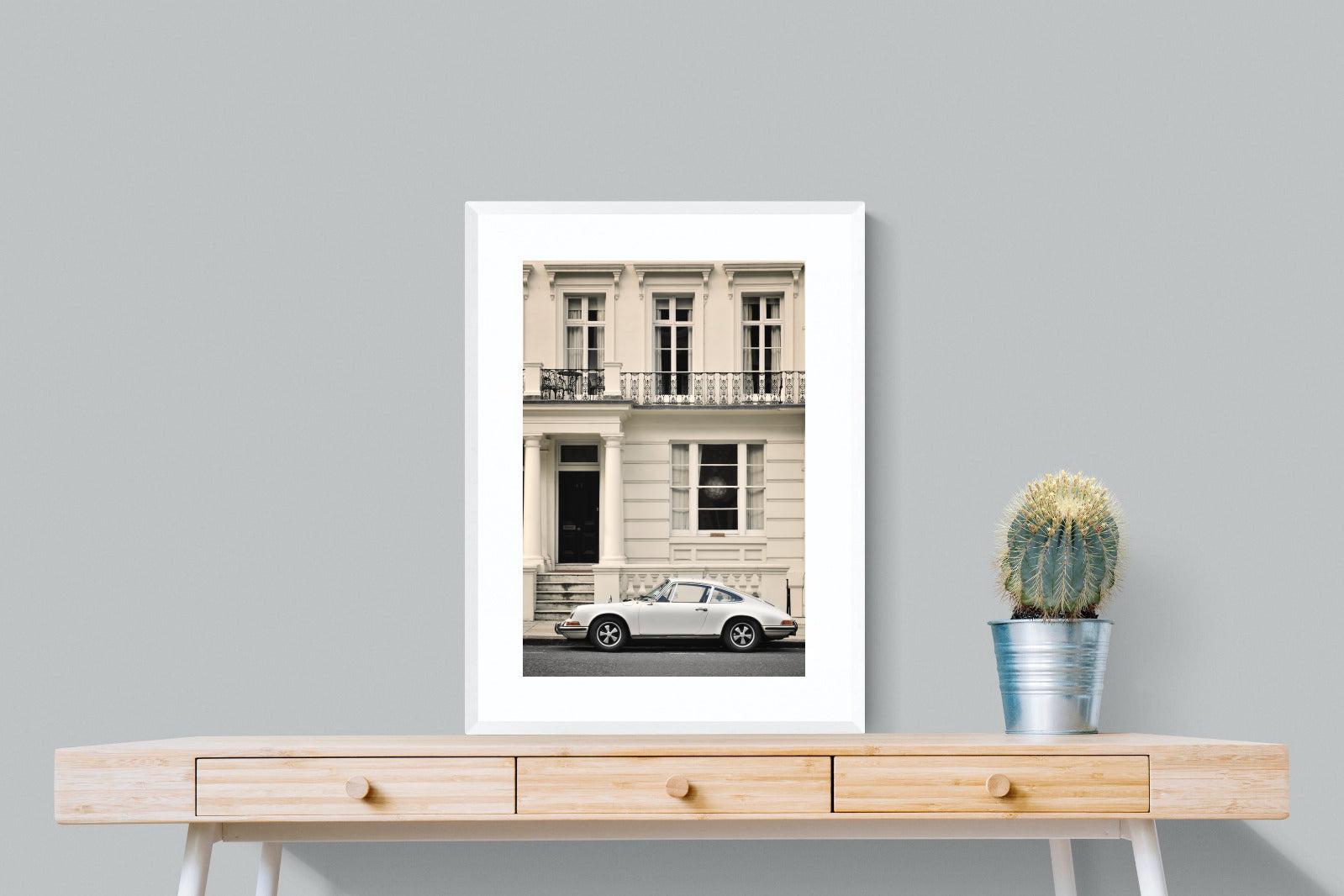 Parisian Porsche-Wall_Art-60 x 80cm-Framed Print-White-Pixalot