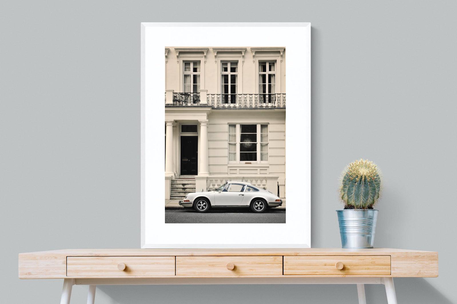 Parisian Porsche-Wall_Art-75 x 100cm-Framed Print-White-Pixalot
