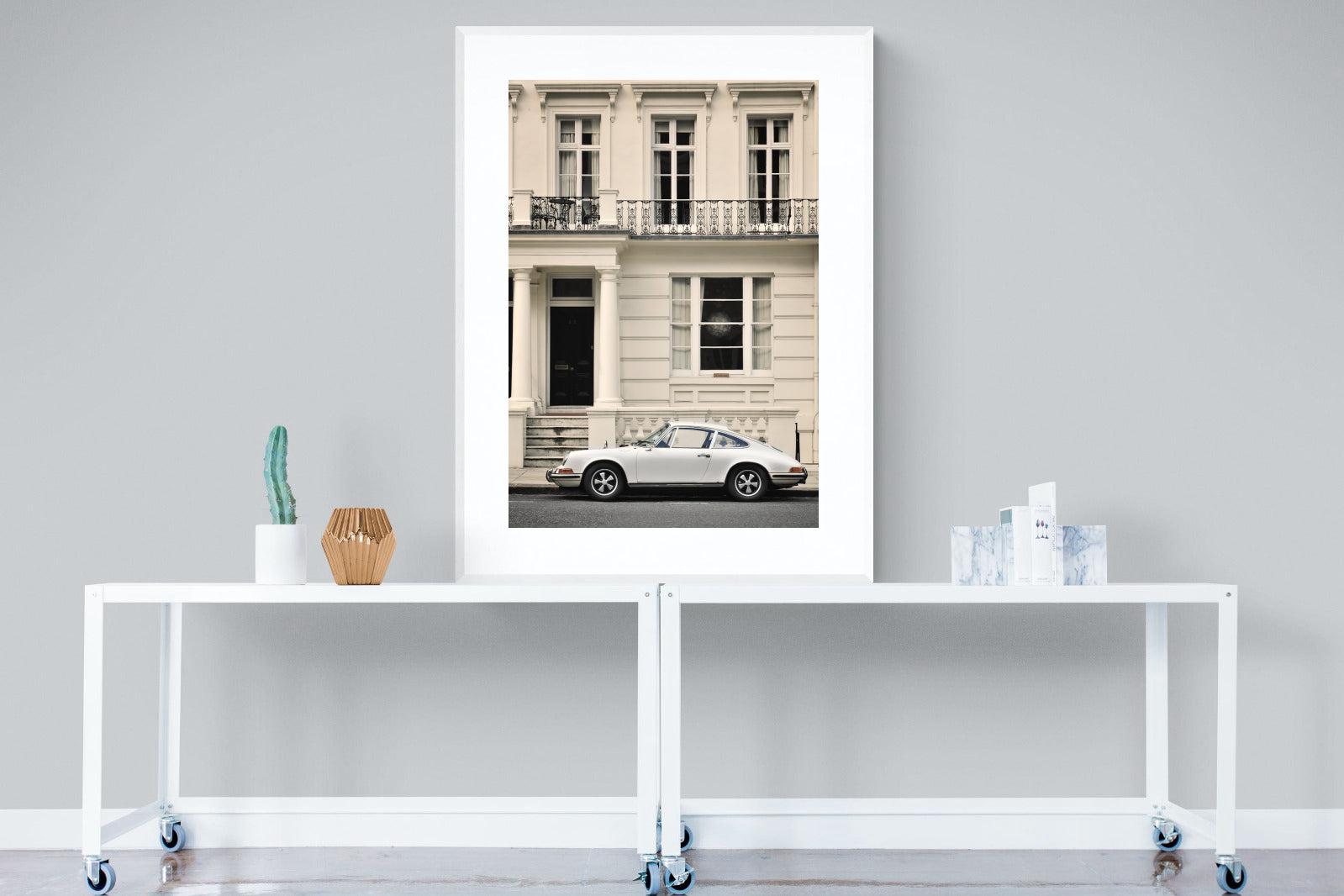 Parisian Porsche-Wall_Art-90 x 120cm-Framed Print-White-Pixalot