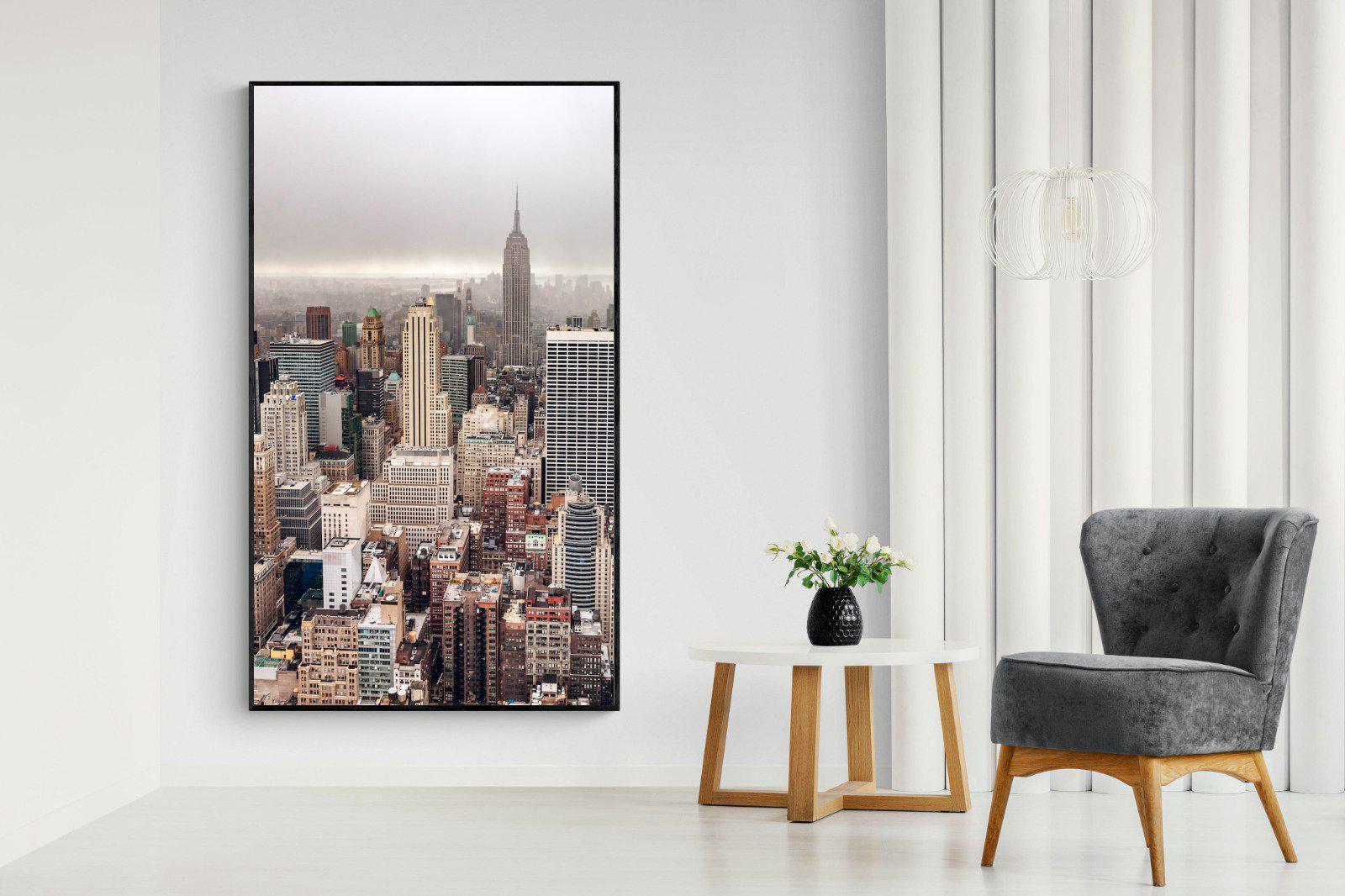 Pastel New York-Wall_Art-130 x 220cm-Mounted Canvas-Black-Pixalot