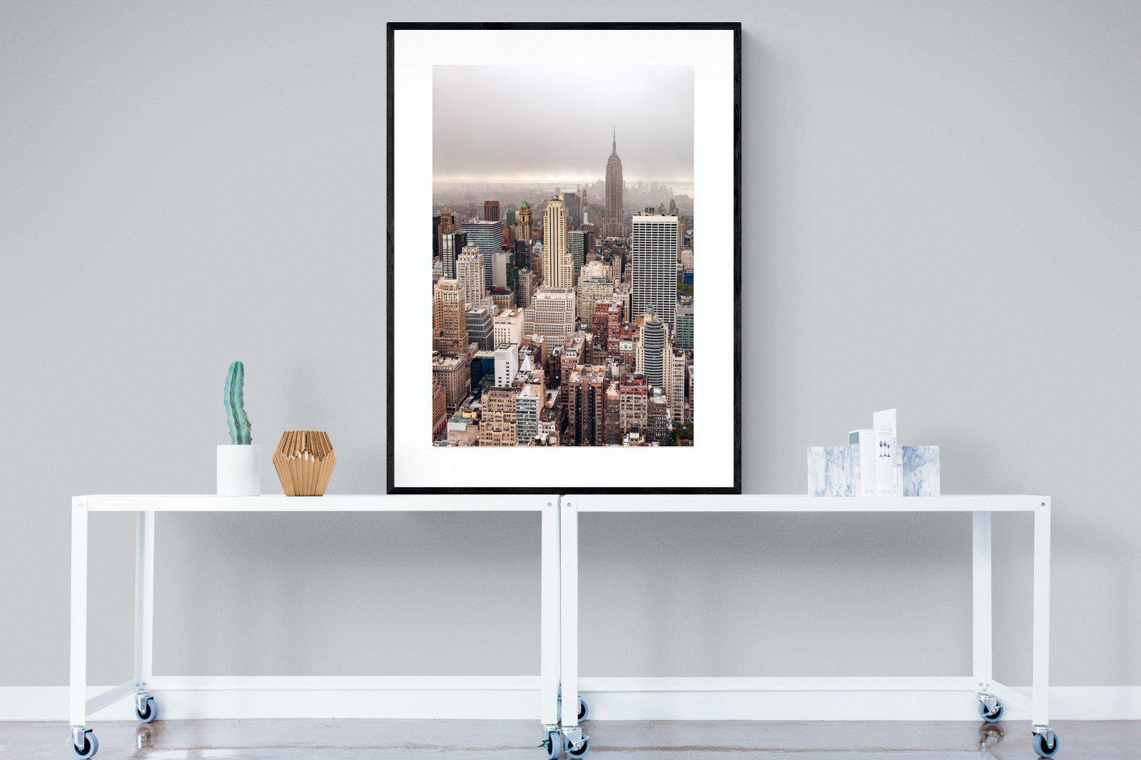 Pastel New York-Wall_Art-90 x 120cm-Framed Print-Black-Pixalot