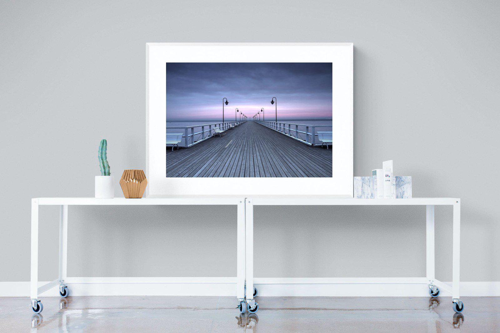Pastel Pier-Wall_Art-120 x 90cm-Framed Print-White-Pixalot