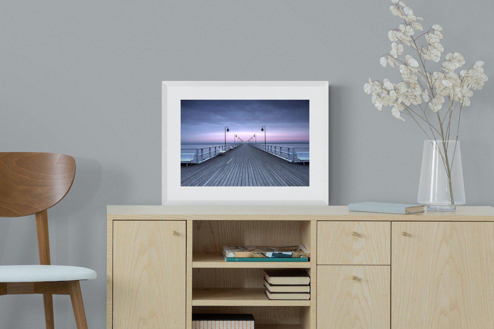Pastel Pier-Wall_Art-60 x 45cm-Framed Print-White-Pixalot