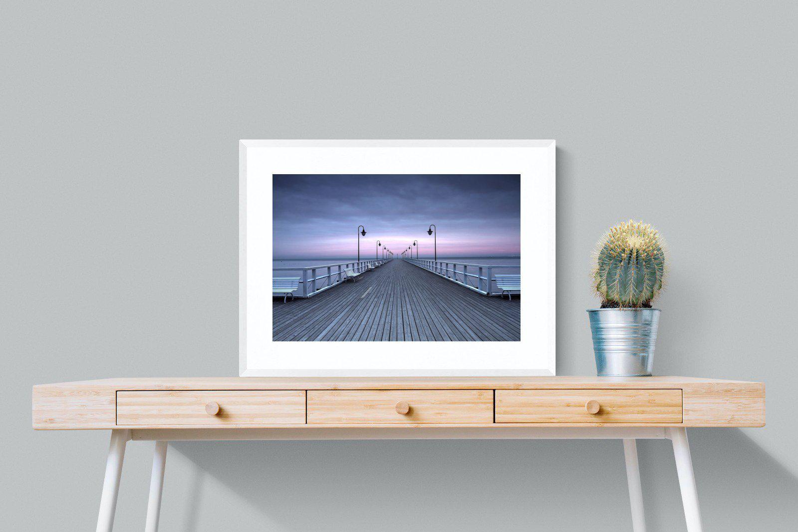 Pastel Pier-Wall_Art-80 x 60cm-Framed Print-White-Pixalot