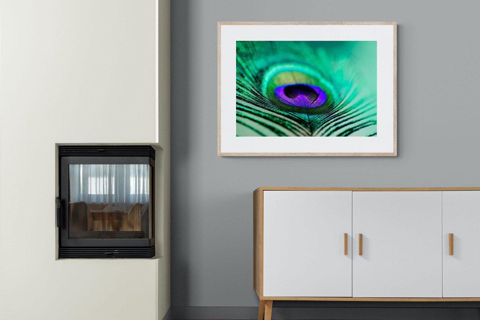 Peacock Feather-Wall_Art-100 x 75cm-Framed Print-Wood-Pixalot