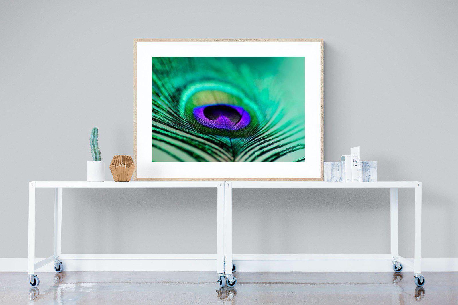 Peacock Feather-Wall_Art-120 x 90cm-Framed Print-Wood-Pixalot