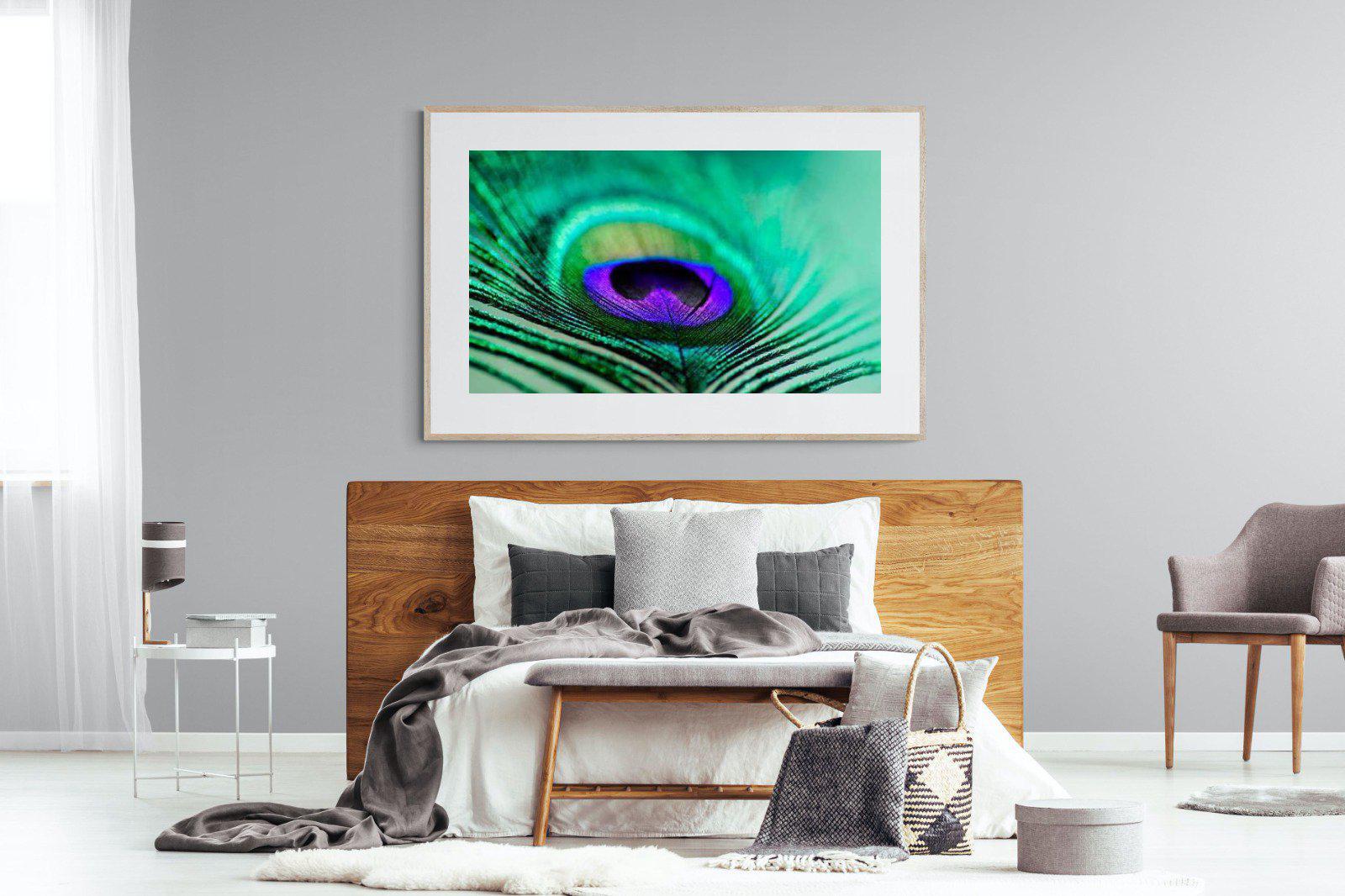 Peacock Feather-Wall_Art-150 x 100cm-Framed Print-Wood-Pixalot