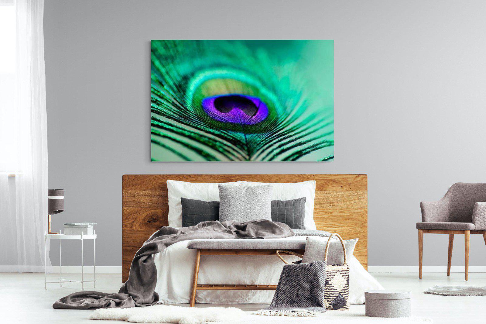 Peacock Feather-Wall_Art-150 x 100cm-Mounted Canvas-No Frame-Pixalot
