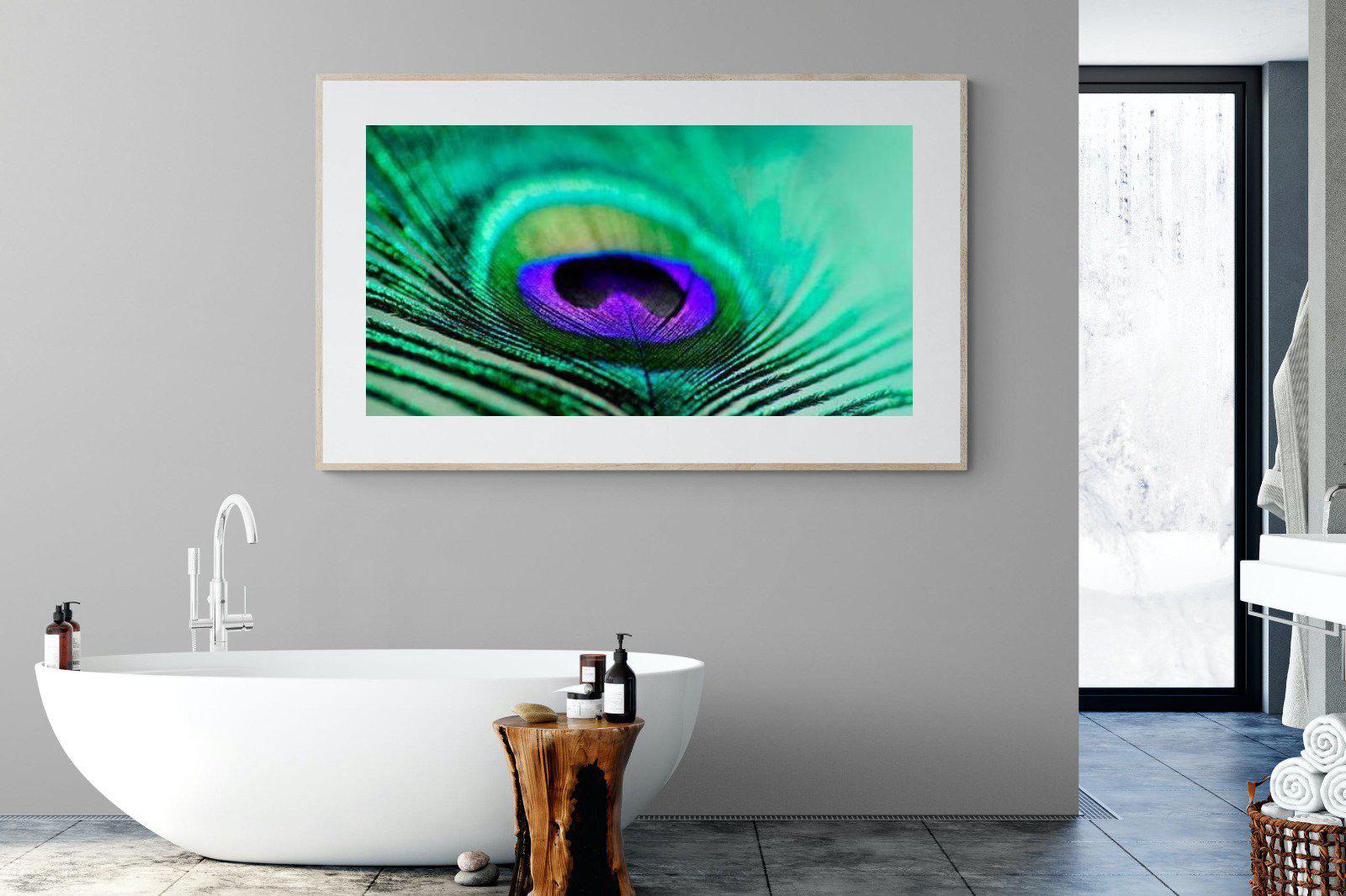 Peacock Feather-Wall_Art-180 x 110cm-Framed Print-Wood-Pixalot