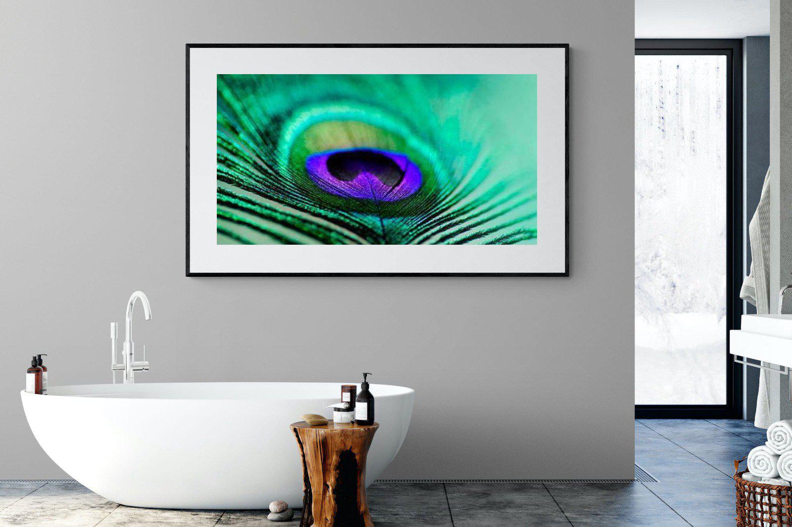 Peacock Feather-Wall_Art-180 x 110cm-Framed Print-Black-Pixalot