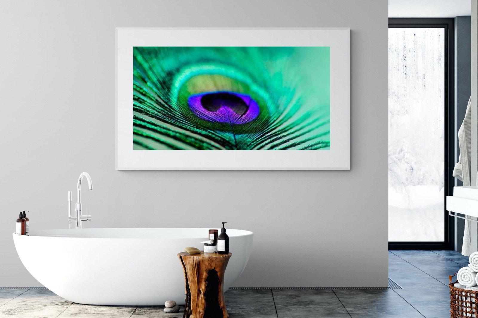 Peacock Feather-Wall_Art-180 x 110cm-Framed Print-White-Pixalot