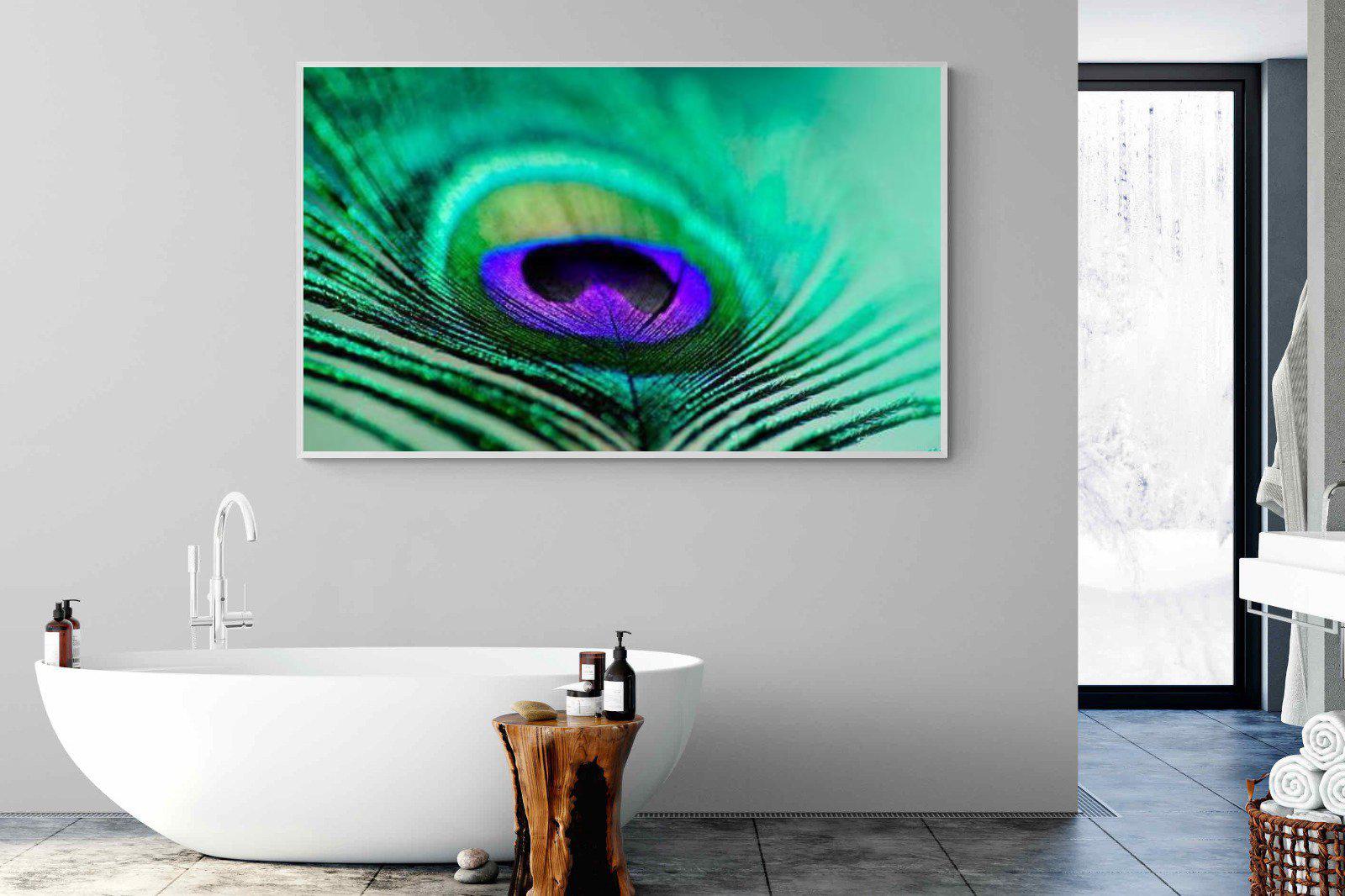 Peacock Feather-Wall_Art-180 x 110cm-Mounted Canvas-White-Pixalot