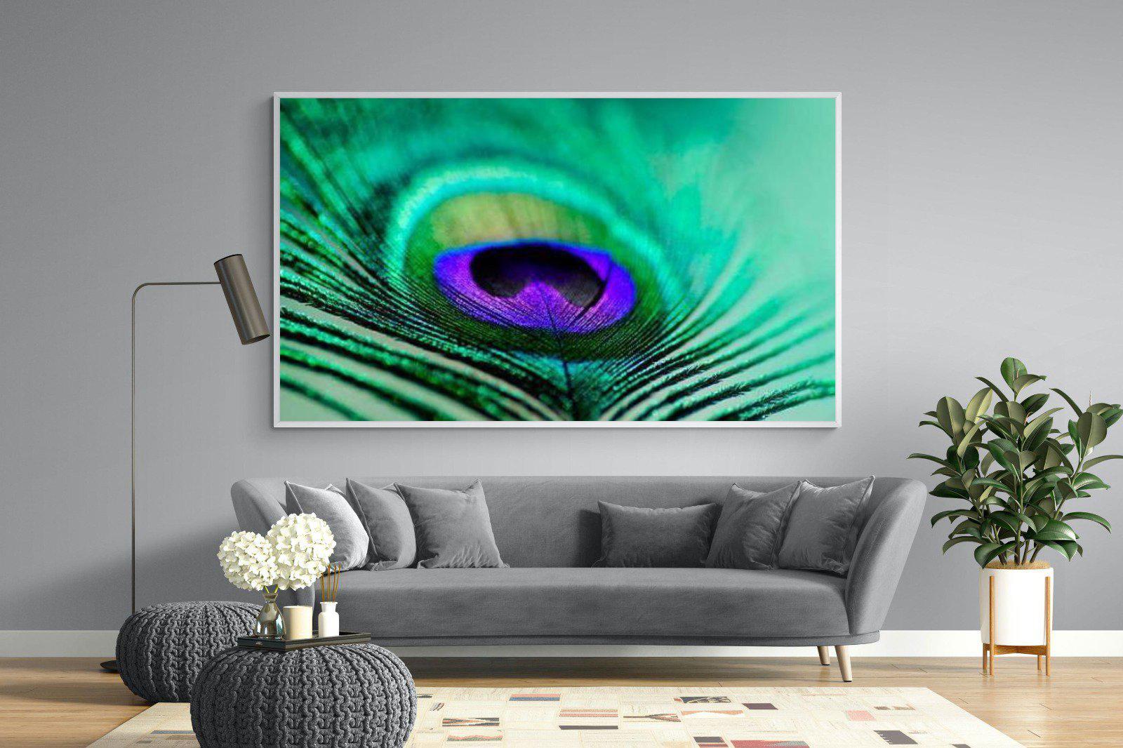 Peacock Feather-Wall_Art-220 x 130cm-Mounted Canvas-White-Pixalot